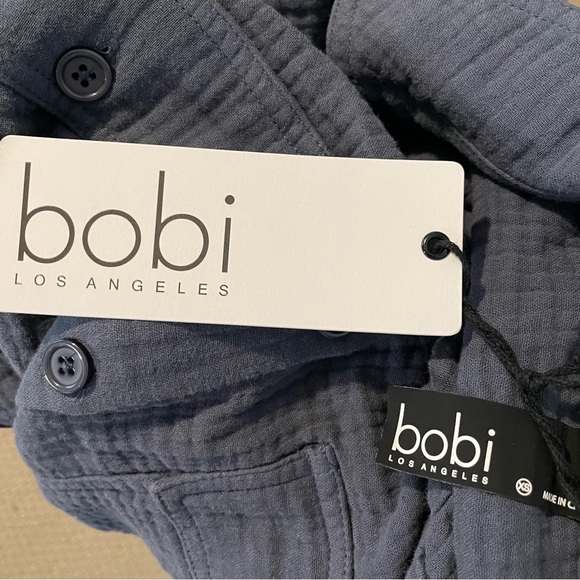 NWT bobi Button-Up PREP Gauze Crop Shacket Jacket Top Size 2 100% Cotton - Picture 3 of 5